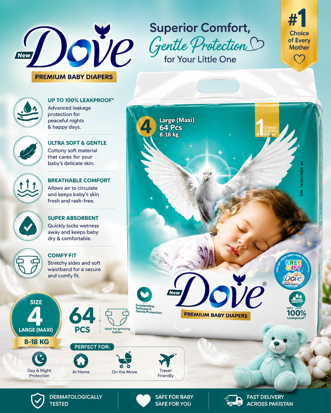 Dove Premium Baby Diapers – Gentle Care for Your Little One