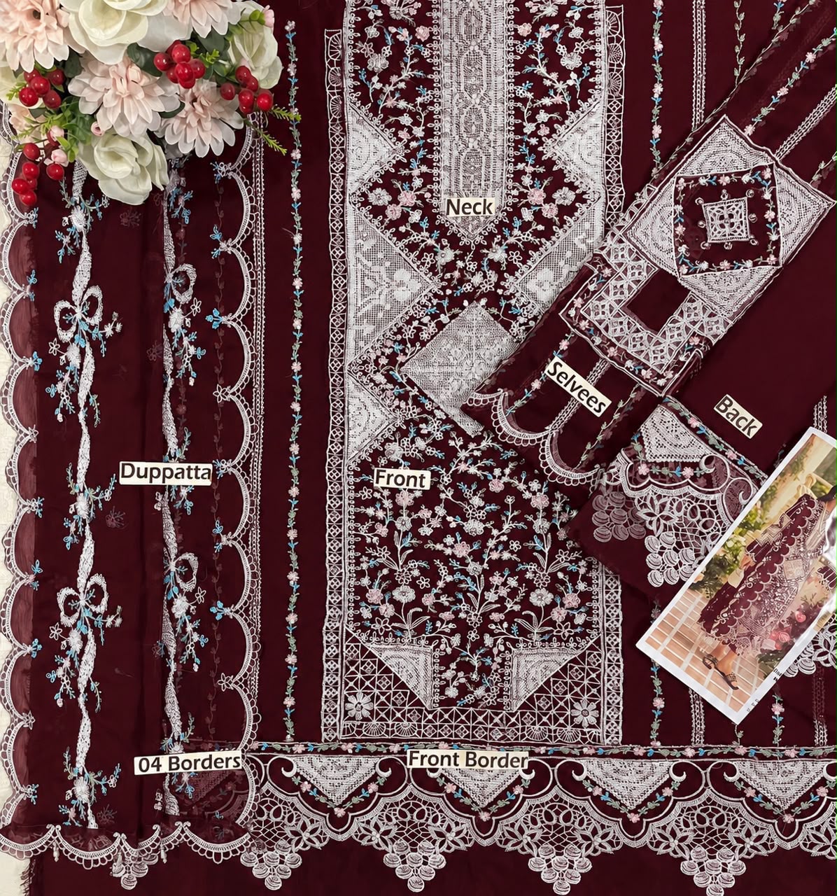 BIN ILYAS CROSS STICH LUXURY CHIFOON EMBROIDERED
