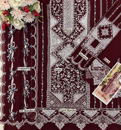 BIN ILYAS CROSS STICH LUXURY CHIFOON EMBROIDERED