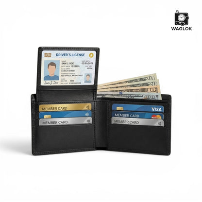 Men's Genuine Leather Bifold Wallet with Gift Box | Monogram Pattern RFID Card Holder Pocket Friendly Wallet