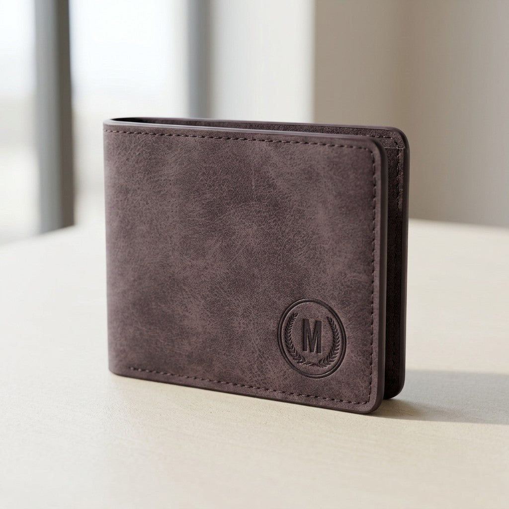 M-Design Soft Leather Bifold Wallet for Men | 6 Card Slots | Dual Cash Compartments | Compact Pocket Wallet