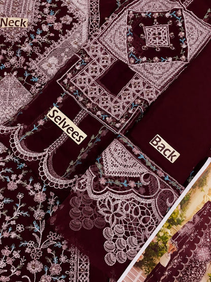 BIN ILYAS CROSS STICH LUXURY CHIFOON EMBROIDERED