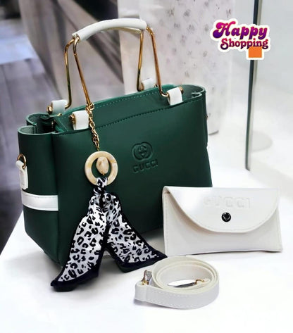 Premium Women's Luxury Handbag Set – 3 Pcs (Handbag + Wallet + Shoulder Strap)