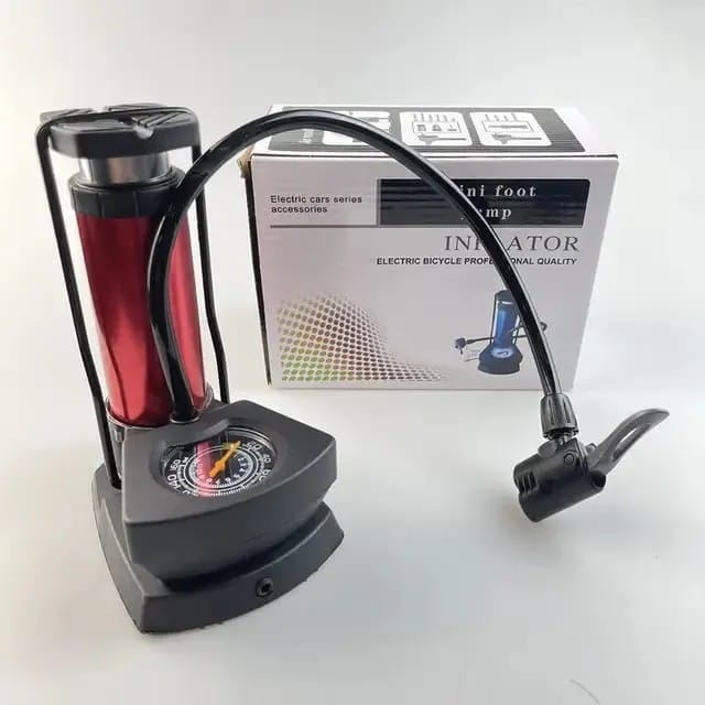 High Pressure Heavy-Duty Foot Air Pump with Pressure Gauge for Bicycle, Ball, Scooter & Inflatable Toys