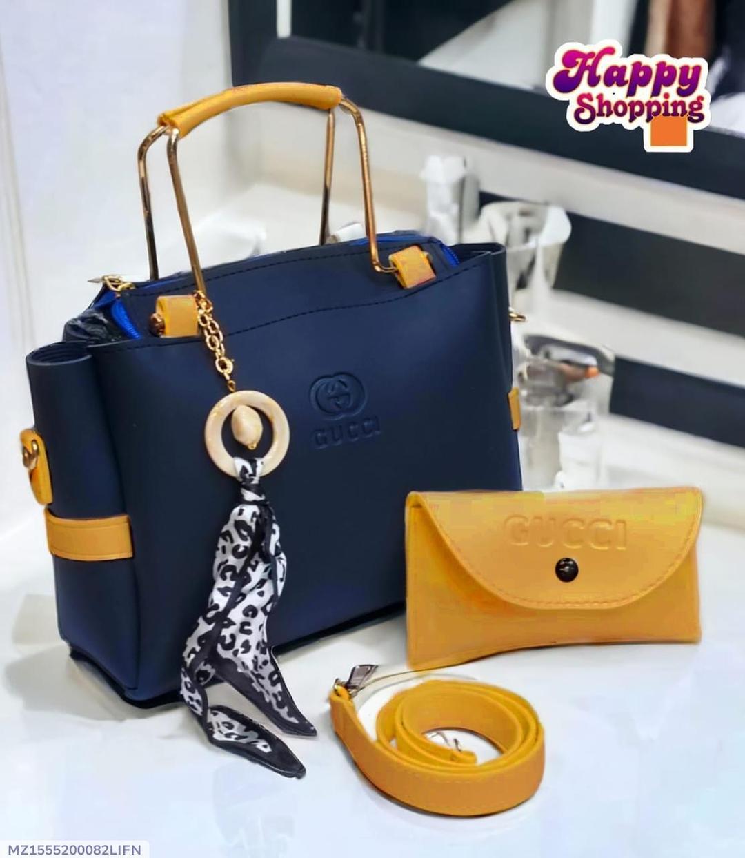 Premium Women's Luxury Handbag Set – 3 Pcs (Handbag + Wallet + Shoulder Strap)