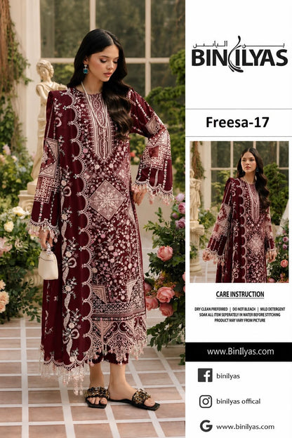 BIN ILYAS CROSS STICH LUXURY CHIFOON EMBROIDERED