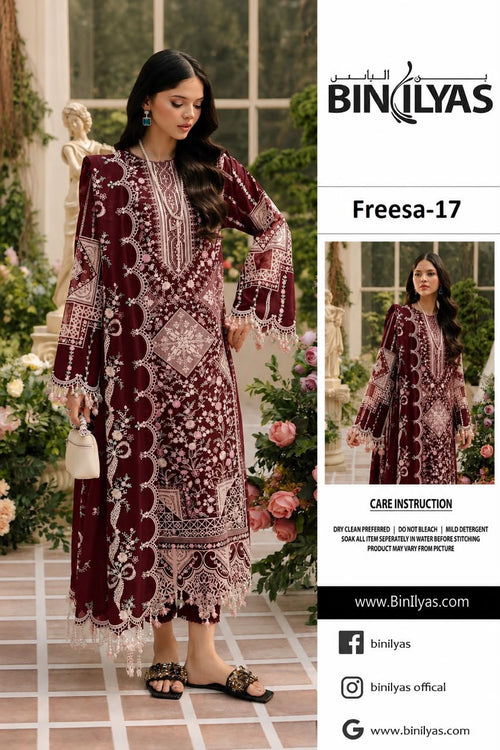 BIN ILYAS CROSS STICH LUXURY CHIFOON EMBROIDERED
